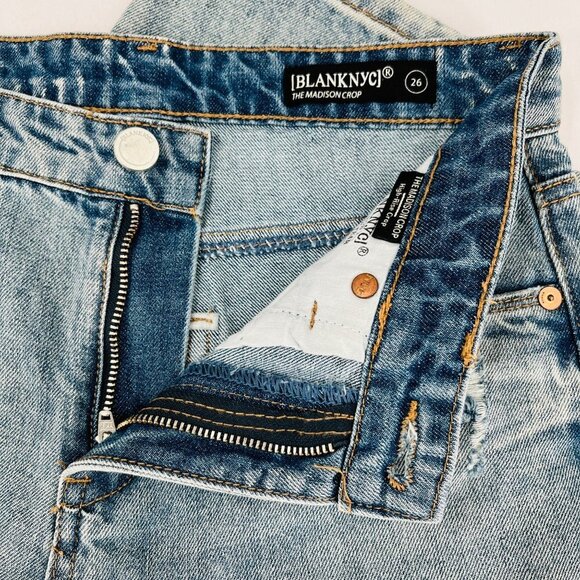 Blank NYC The Madison Crop Jeans SIze 26 Distressed  Light Wash High Rise - Picture 3 of 12